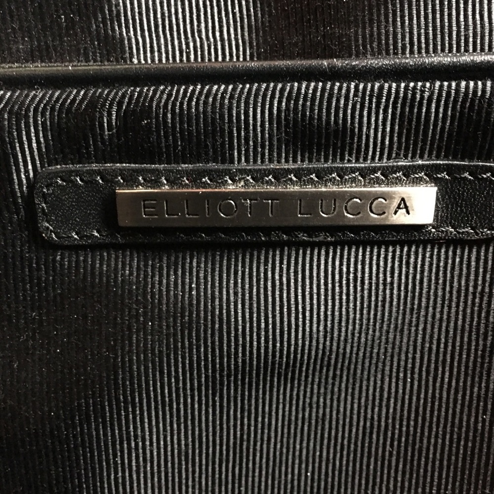 Elliot Lucca Black Leather Basket Weave Hand Bag - Picture 7 of 8